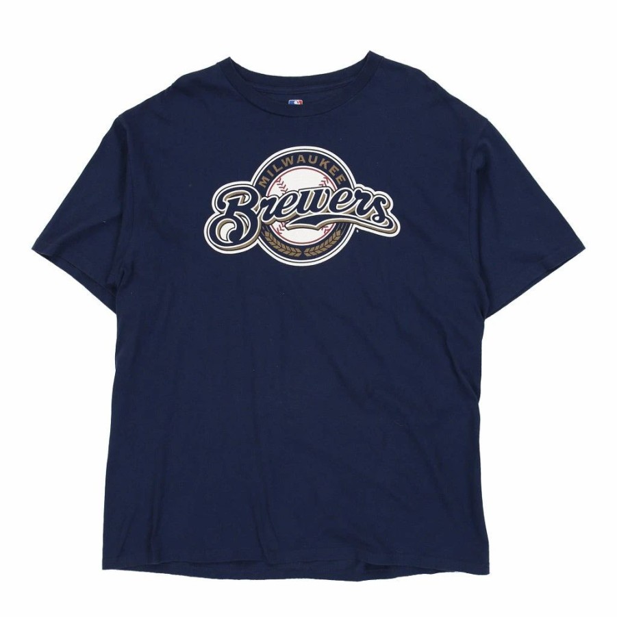 Vintage T-Shirts * | Vintage Milwaukee Brewers Mlb T-Shirt Xl Blue Cotton