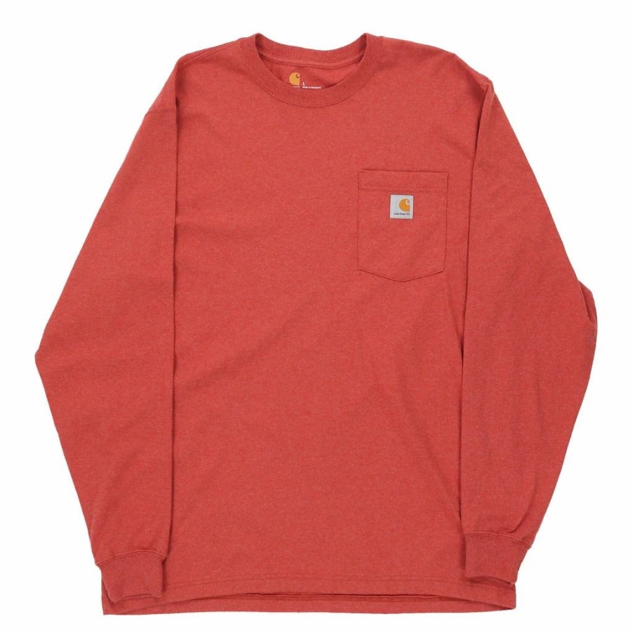 Vintage T-Shirts * | Vintage Carhartt Long Sleeve T-Shirt Large Red Cotton