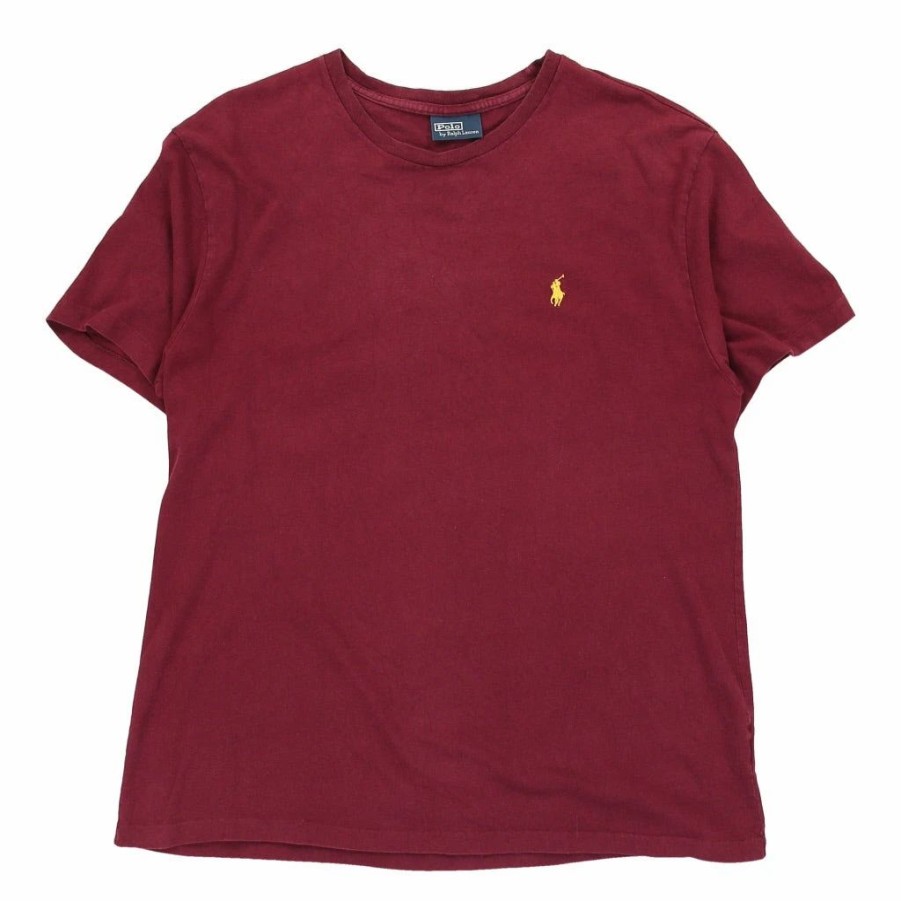 Vintage T-Shirts * | Vintage Ralph Lauren T-Shirt Medium Burgundy Cotton