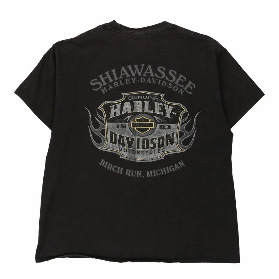 Vintage T-Shirts * | Vintage Shiawassee Birch Run, Michigan 2015 Harley Davidson T-Shirt Large Black Cotton