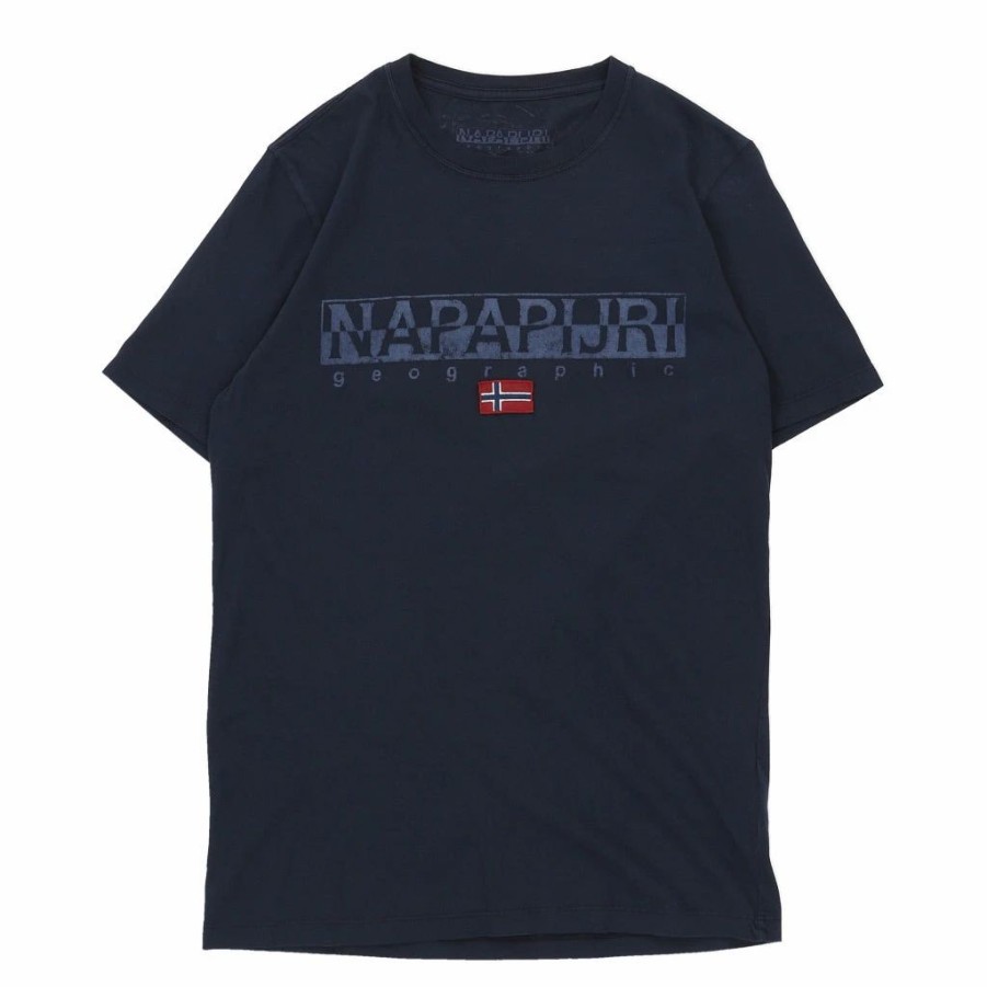 Vintage T-Shirts * | Vintage Napapijri T-Shirt Small Navy Cotton