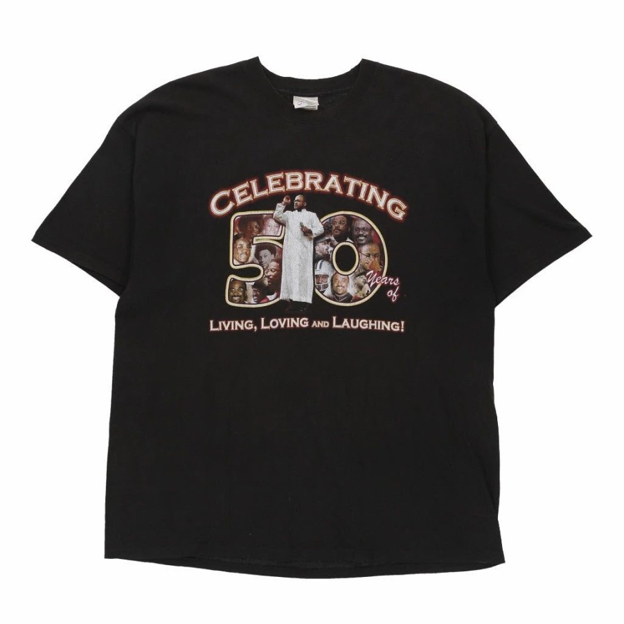 Vintage T-Shirts * | Vintage Port & Company T-Shirt 2Xl Black Cotton