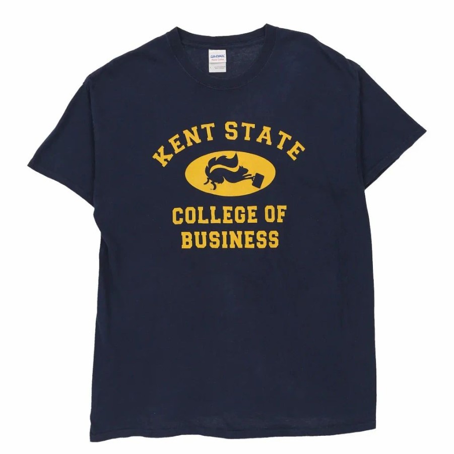 Vintage T-Shirts * | Vintage Kent State Gildan T-Shirt Large Blue Cotton