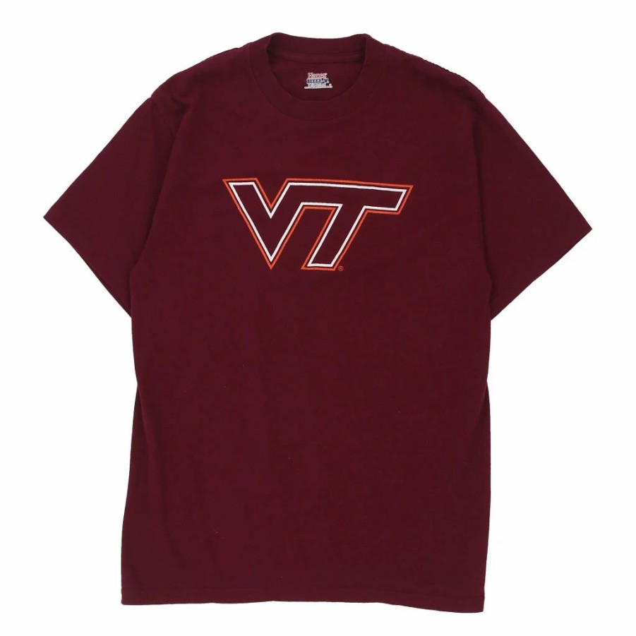 Vintage T-Shirts * | Vintage Virginia Tech Hanes T-Shirt Medium Burgundy Cotton