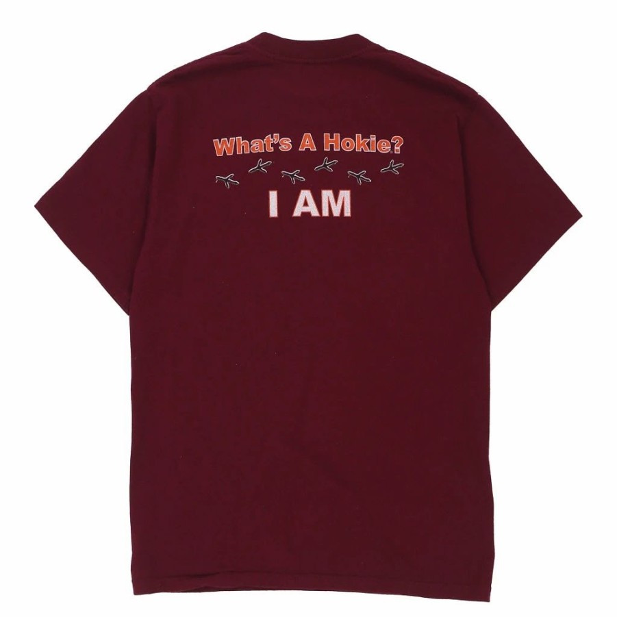 Vintage T-Shirts * | Vintage Virginia Tech Hanes T-Shirt Medium Burgundy Cotton