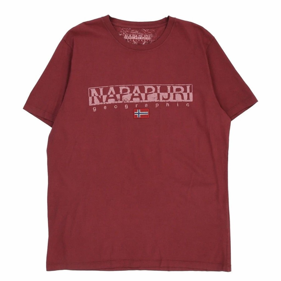 Vintage T-Shirts * | Vintage Napapijri T-Shirt Xl Burgundy Cotton