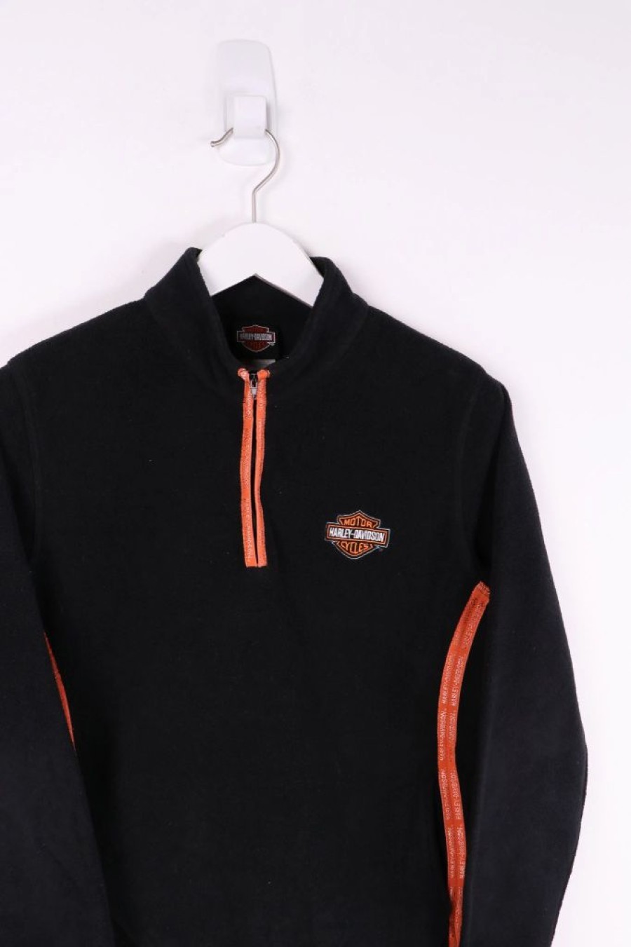 1/4 Zip Sweaters * | Restated Vintage Vintage Harley Davidson 1/4 Zip Fleece Large