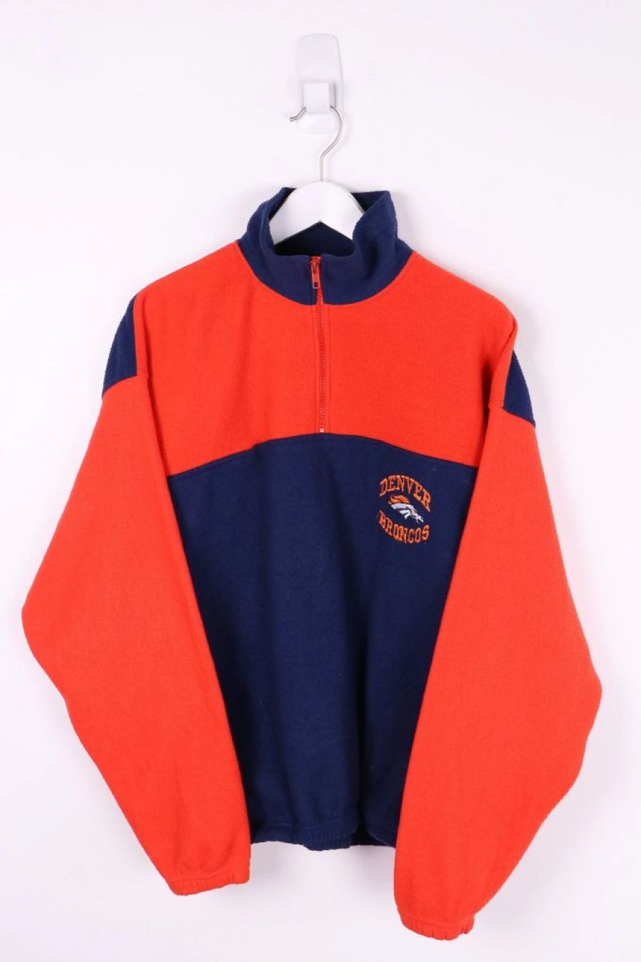 1/4 Zip Sweaters * | Restated Vintage Vintage Nfl Broncos 1/4 Zip Fleece Medium