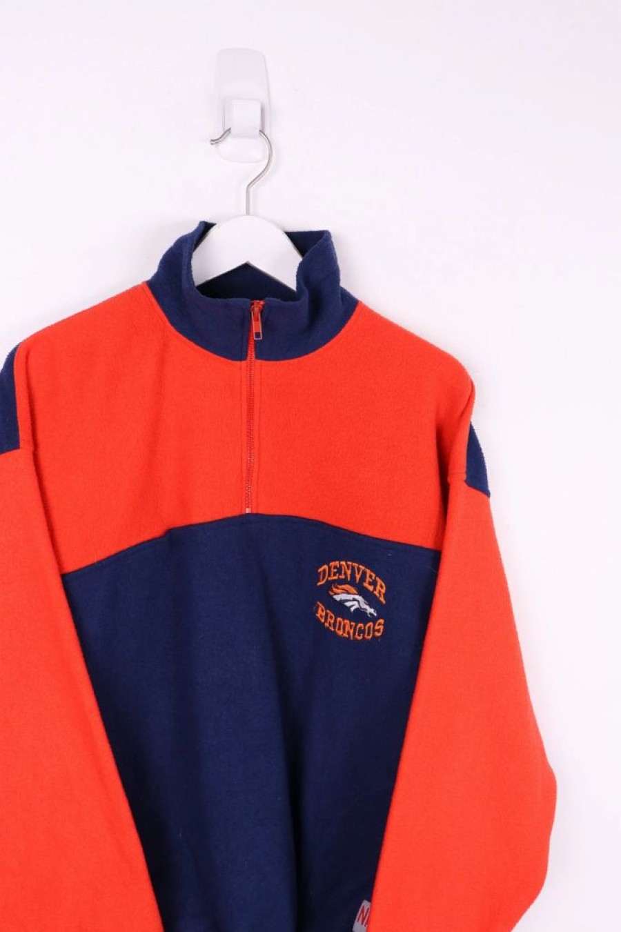 1/4 Zip Sweaters * | Restated Vintage Vintage Nfl Broncos 1/4 Zip Fleece Medium