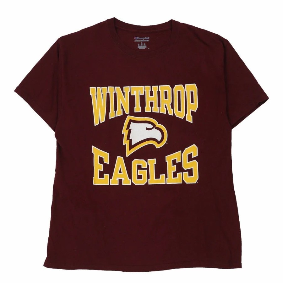 Vintage T-Shirts * | Vintage Winthrop Eagles Champion T-Shirt Large Burgundy Cotton