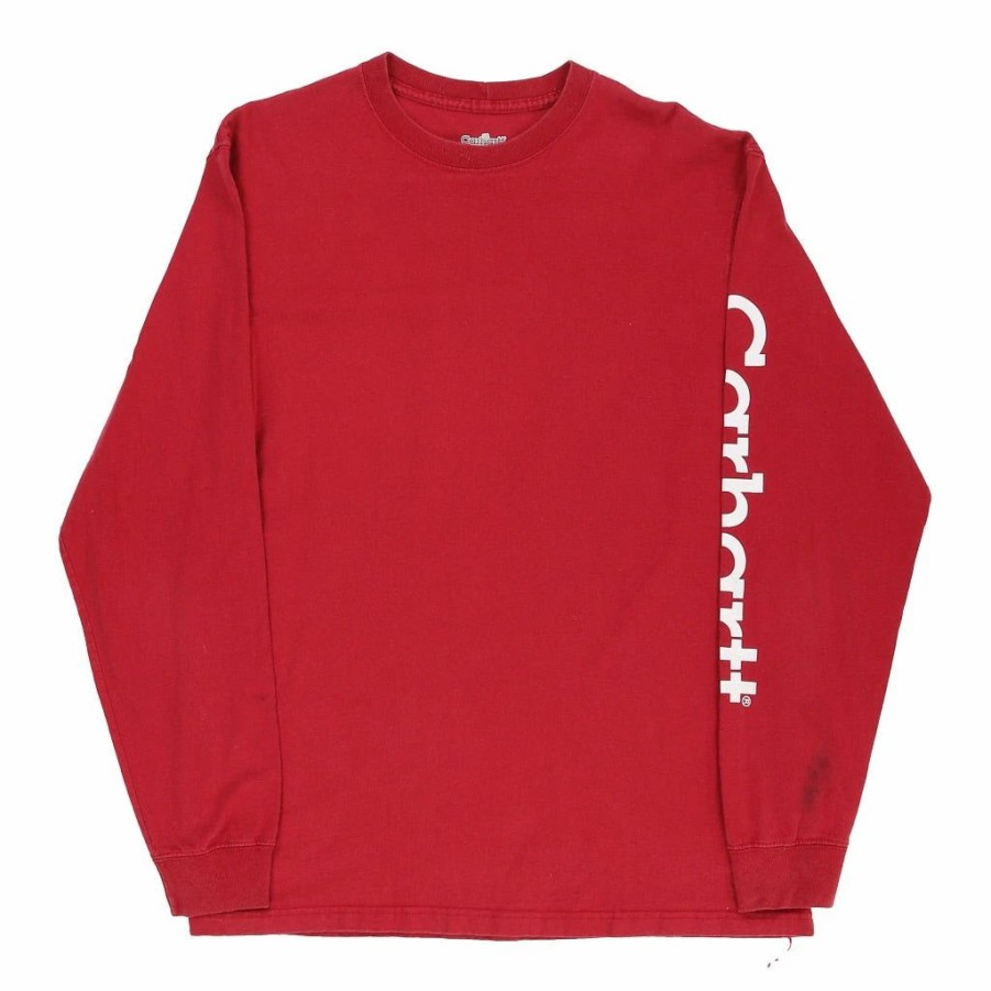 Vintage T-Shirts * | Vintage Carhartt Long Sleeve T-Shirt Medium Red Cotton