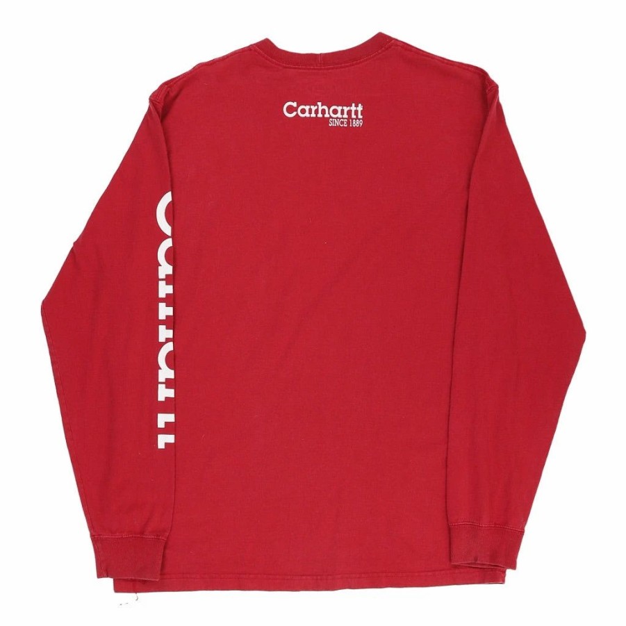 Vintage T-Shirts * | Vintage Carhartt Long Sleeve T-Shirt Medium Red Cotton