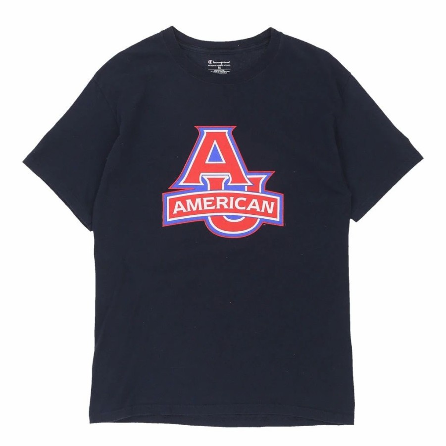 Vintage T-Shirts * | Vintage American University Champion T-Shirt Medium Navy Cotton