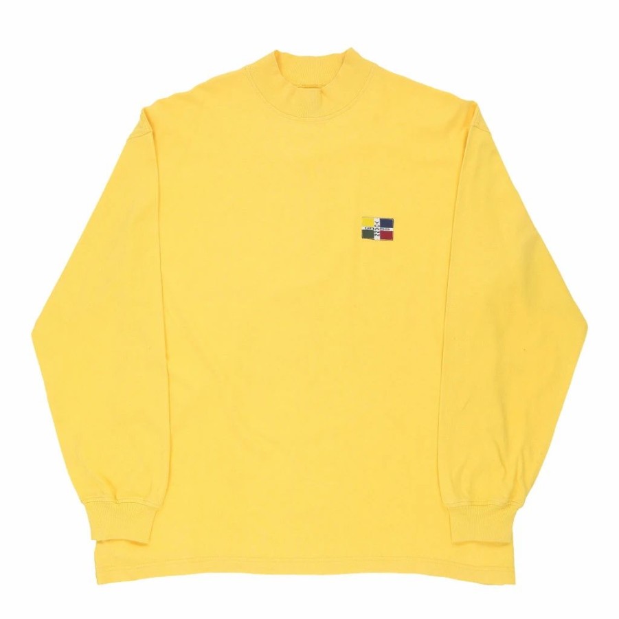 Vintage T-Shirts * | Vintage Yoann Grass Long Sleeve T-Shirt Medium Yellow Cotton