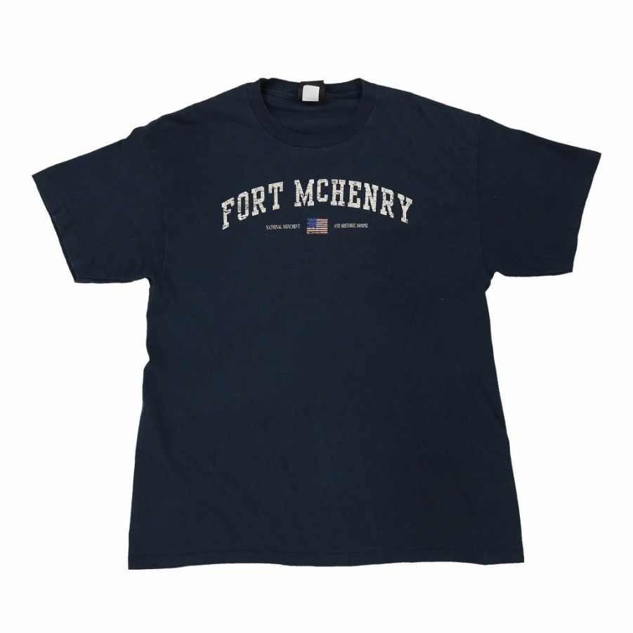 Vintage T-Shirts * | Vintage Fort Mchenry Prairie Mountain T-Shirt Large Navy Cotton