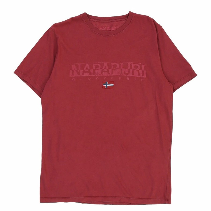 Vintage T-Shirts * | Vintage Napapijri T-Shirt Xl Burgundy Cotton