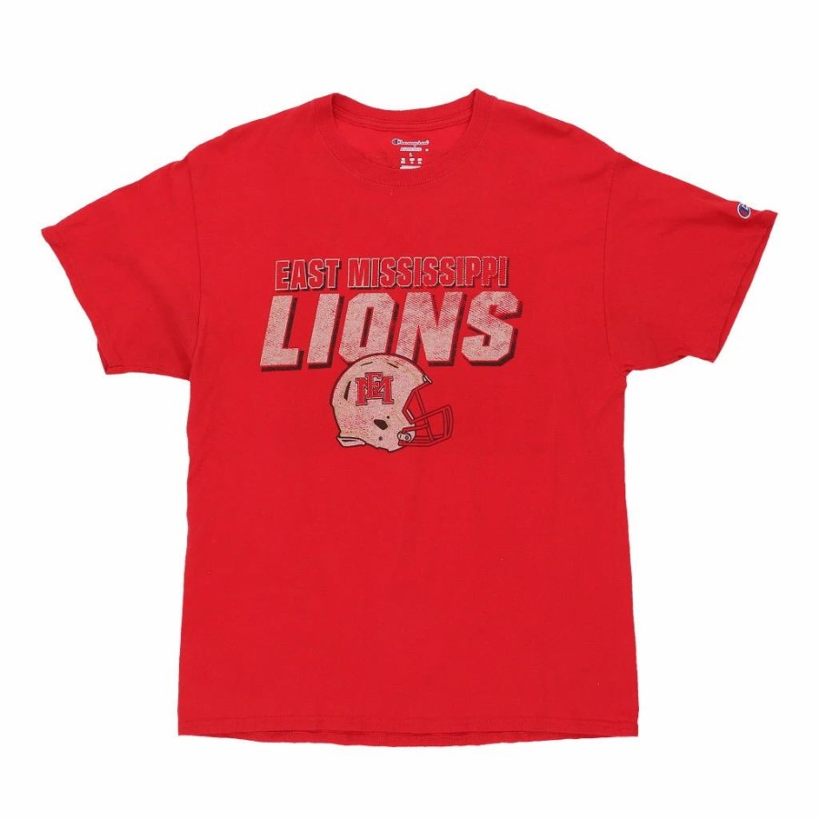 Vintage T-Shirts * | Vintage East Mississippi Lions 2017 Champion T-Shirt Large Red Cotton