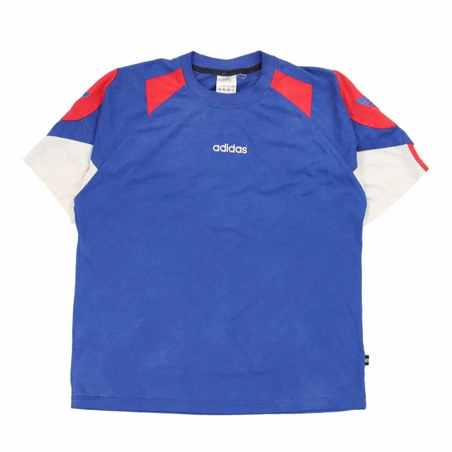 Vintage T-Shirts * | Vintage Adidas T-Shirt Medium Blue Cotton