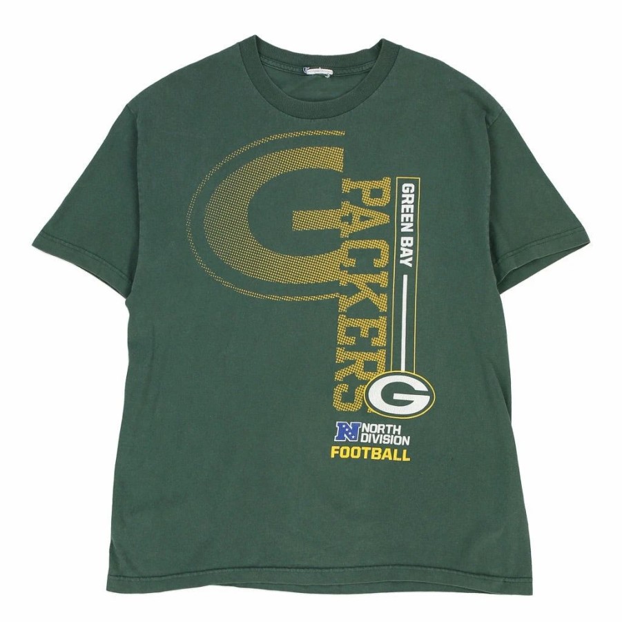 Vintage T-Shirts * | Vintage Green Bay Packers Nfl T-Shirt Large Green Cotton