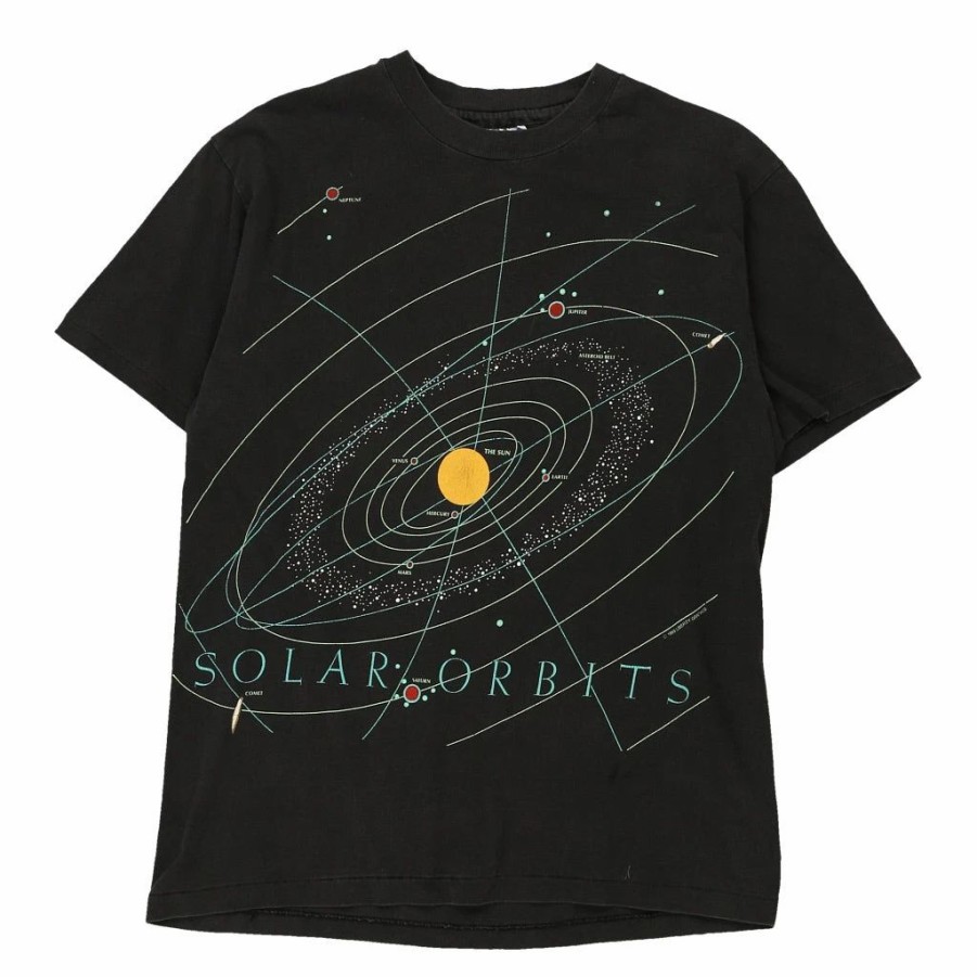 Vintage T-Shirts * | Vintage Solar Orbits Hanes T-Shirt Medium Black Cotton