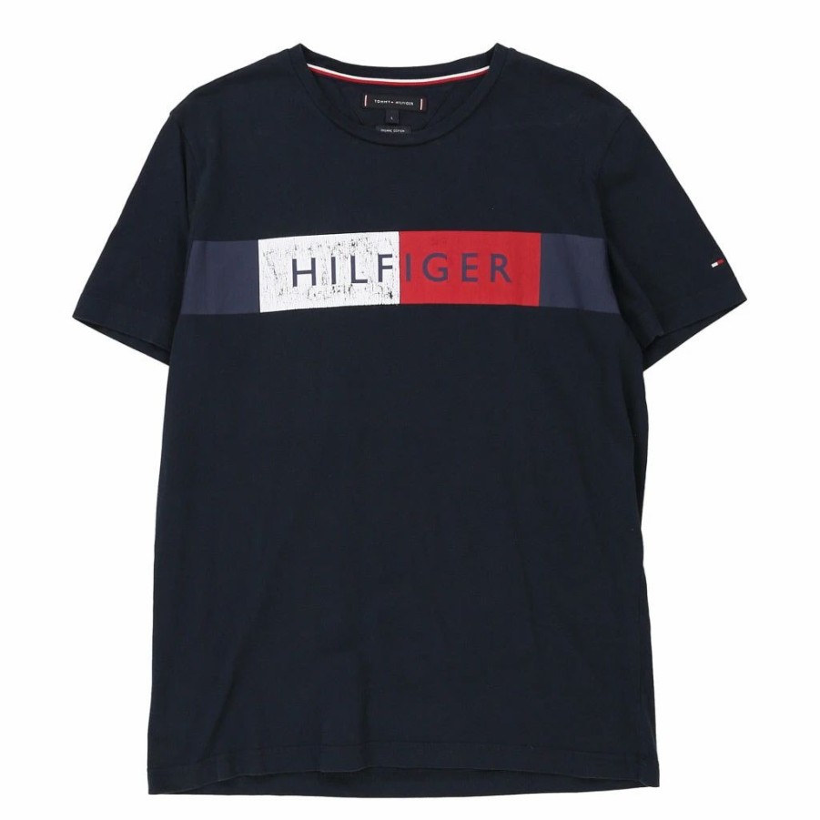 Vintage T-Shirts * | Vintage Tommy Hilfiger T-Shirt Large Blue Cotton