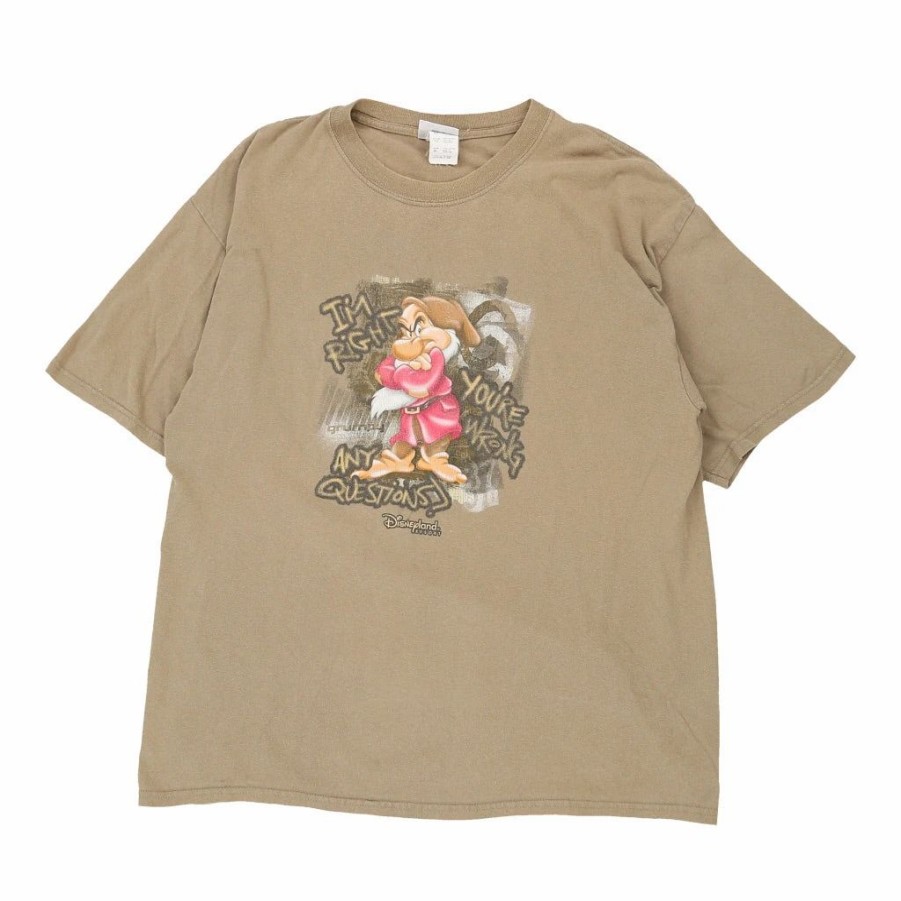 Vintage T-Shirts * | Vintage Grumpy, Snow White Disney T-Shirt Xl Beige Cotton