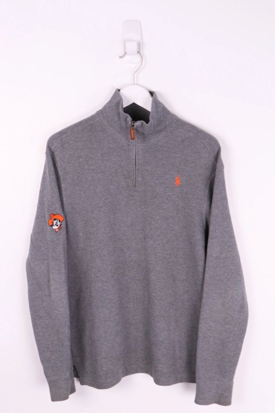 1/4 Zip Sweaters * | Restated Vintage Vintage Ralph Lauren X Oklahoma State University 1/4 Zip Sweater Small