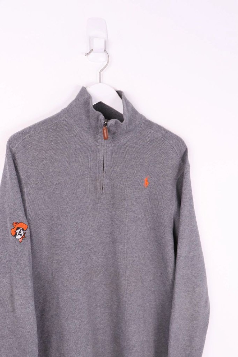 1/4 Zip Sweaters * | Restated Vintage Vintage Ralph Lauren X Oklahoma State University 1/4 Zip Sweater Small