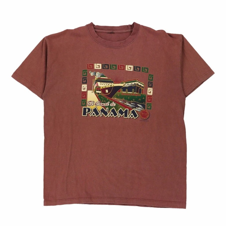 Vintage T-Shirts * | Vintage Panama Unbranded T-Shirt Large Brown Cotton