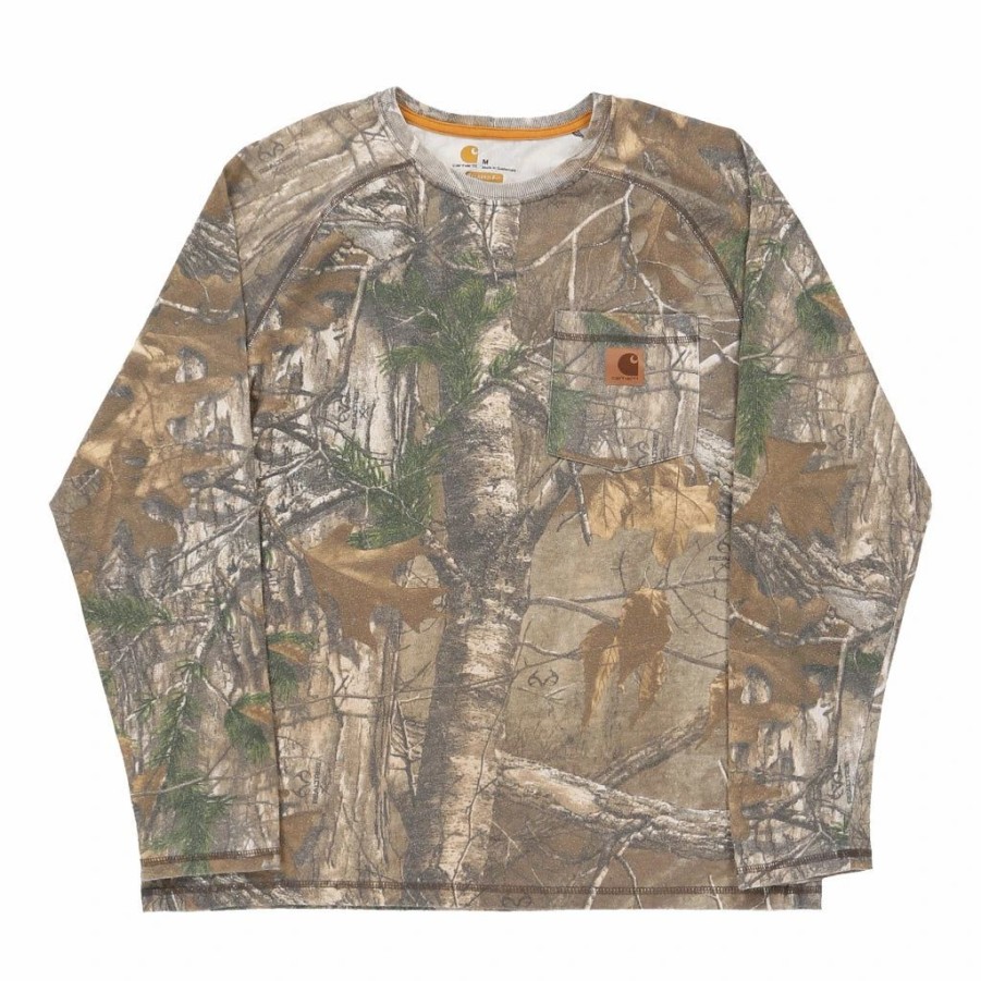 Vintage T-Shirts * | Vintage Carhartt Long Sleeve T-Shirt Medium Camo Cotton