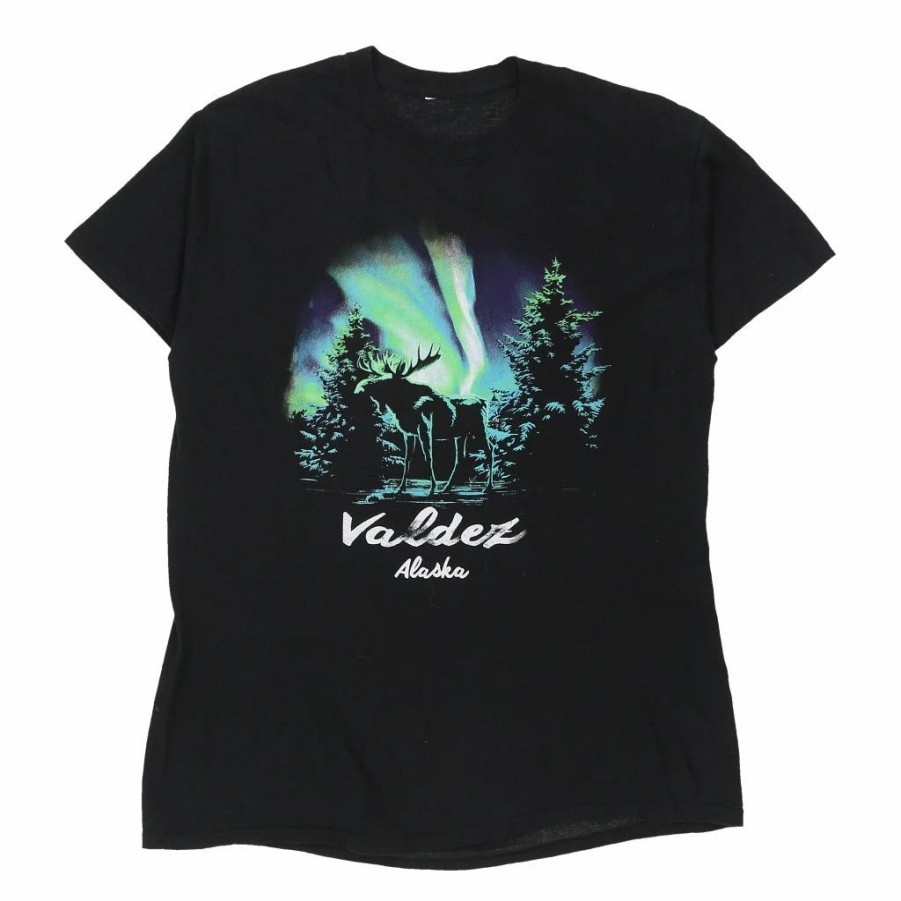 Vintage T-Shirts * | Vintage Valdez Alaska Unbranded T-Shirt Medium Black Cotton