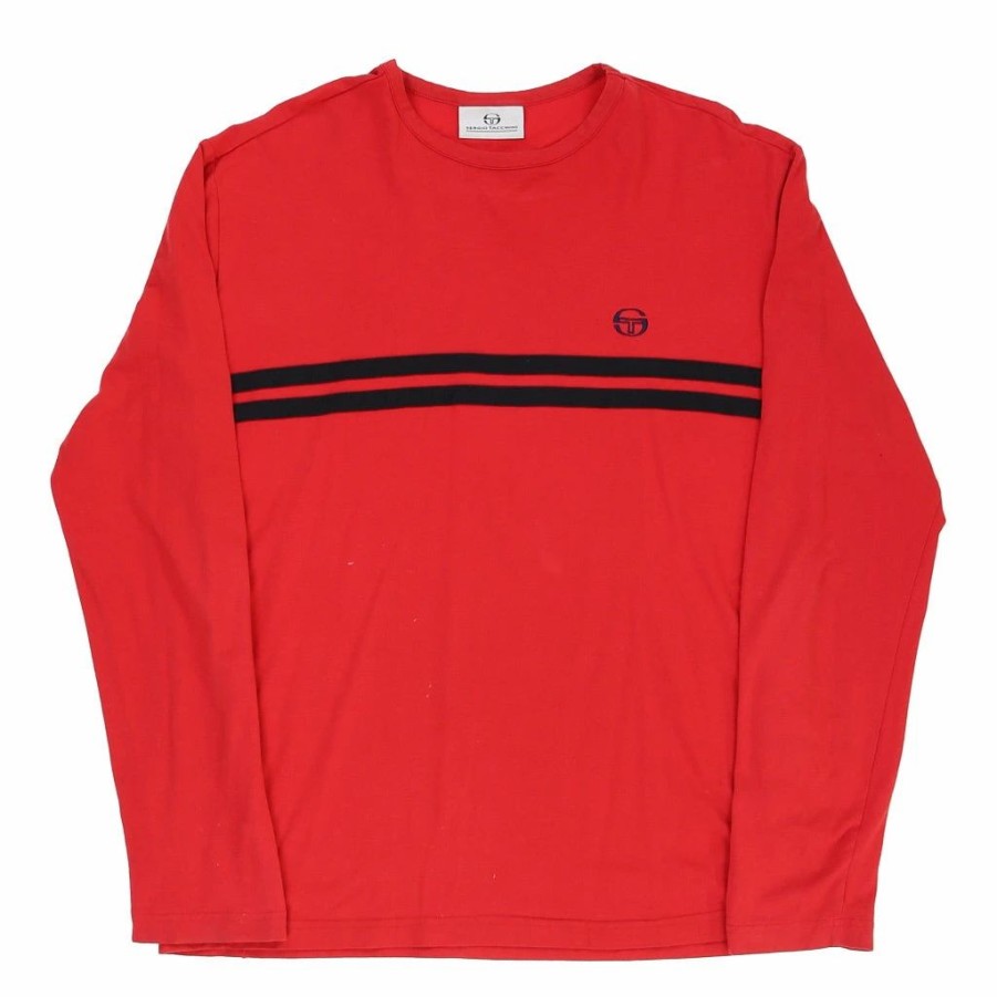 Vintage T-Shirts * | Vintage Sergio Tacchini Long Sleeve T-Shirt Xl Red Cotton