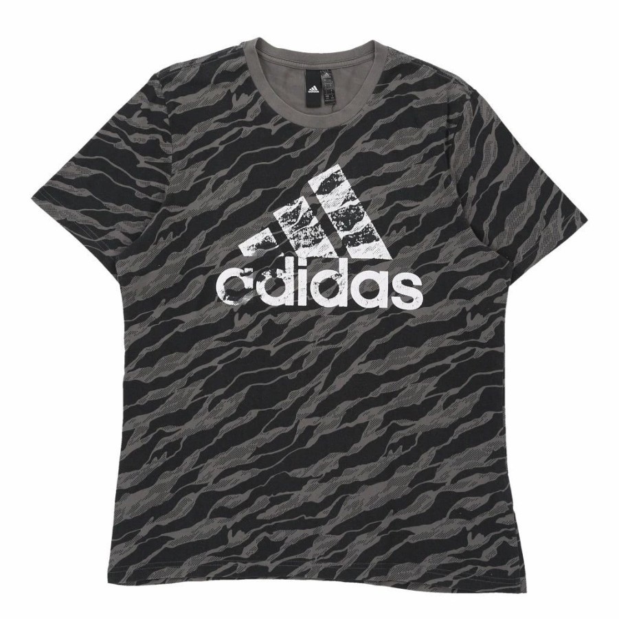 Vintage T-Shirts * | Vintage Adidas T-Shirt Large Grey Cotton