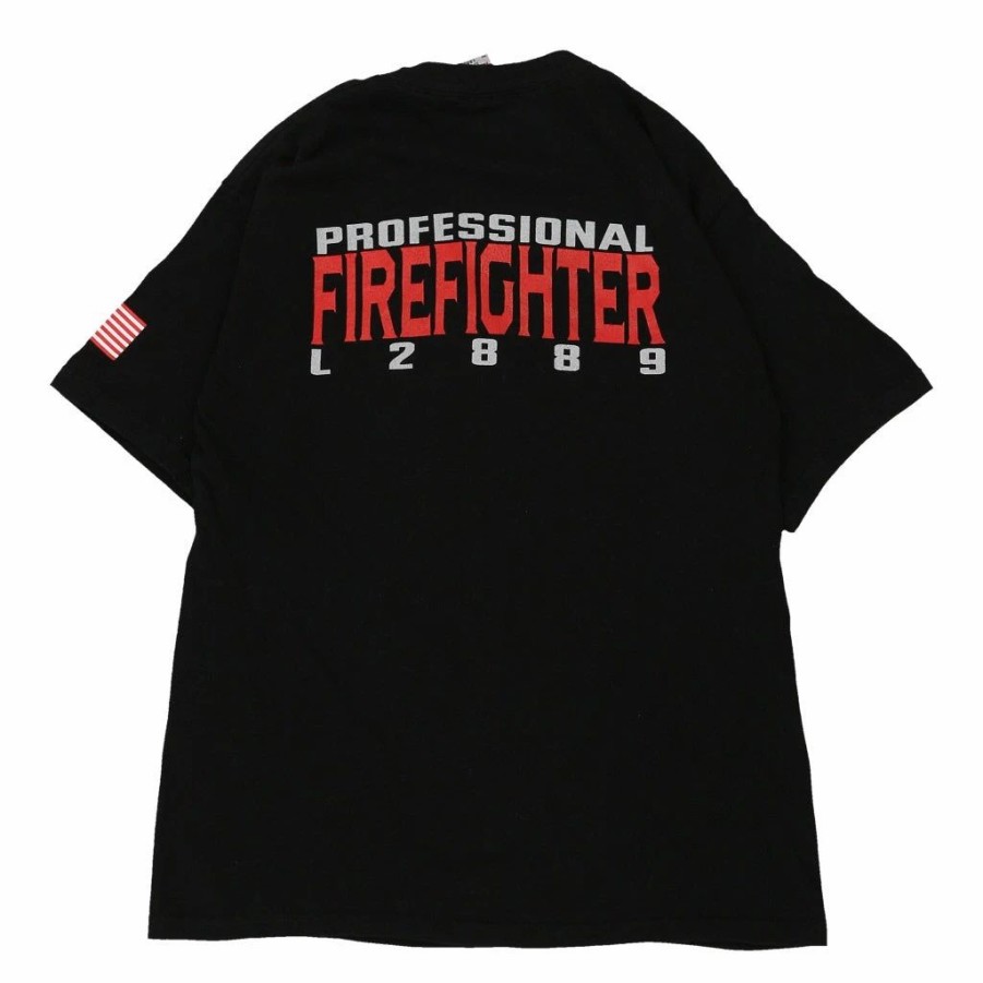 Vintage T-Shirts * | Vintage Westminster Firefighters Union Made T-Shirt Large Black Cotton