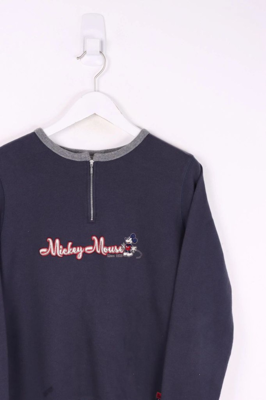 1/4 Zip Sweaters * | Restated Vintage Vintage Mickey Mouse 1/4 Zip Sweater Medium