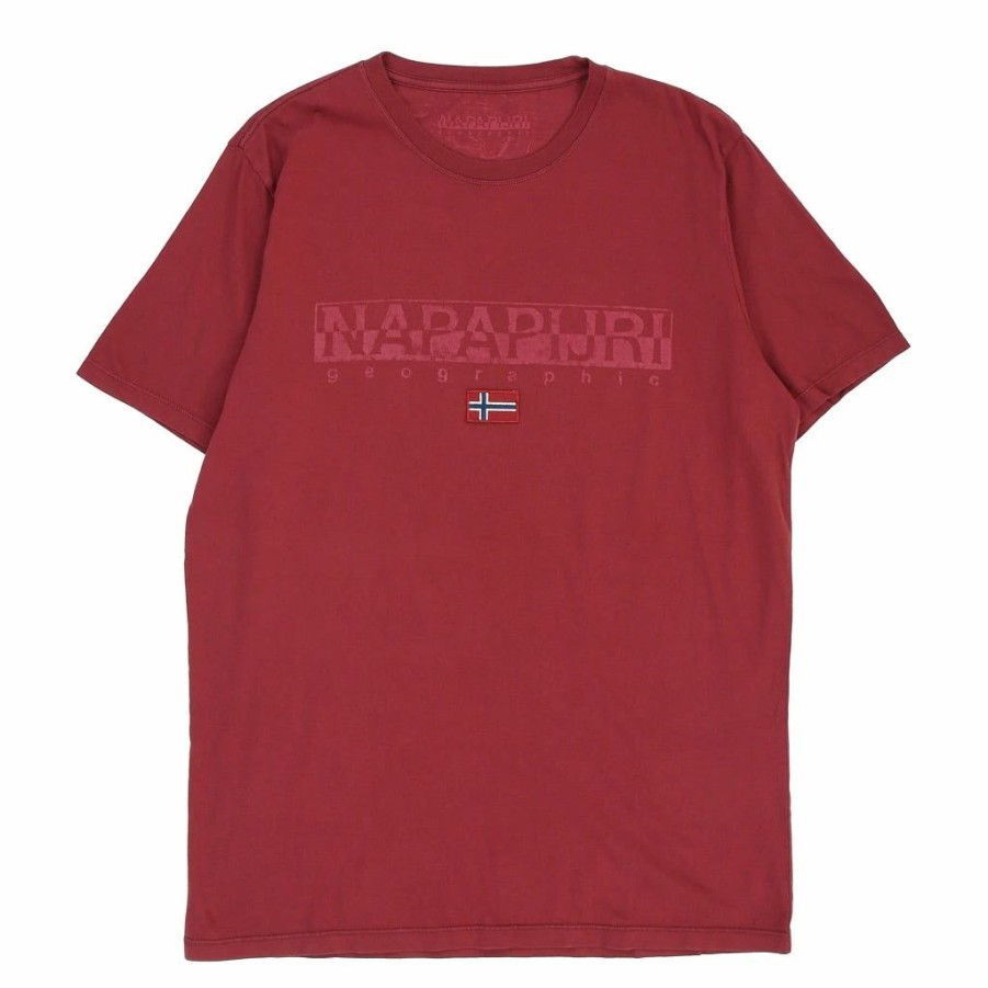 Vintage T-Shirts * | Vintage Napapijri T-Shirt Xl Burgundy Cotton