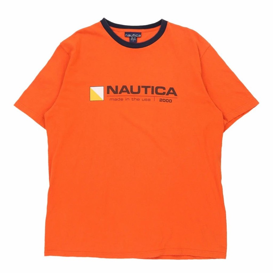 Vintage T-Shirts * | Vintage Nautica T-Shirt Medium Orange Cotton