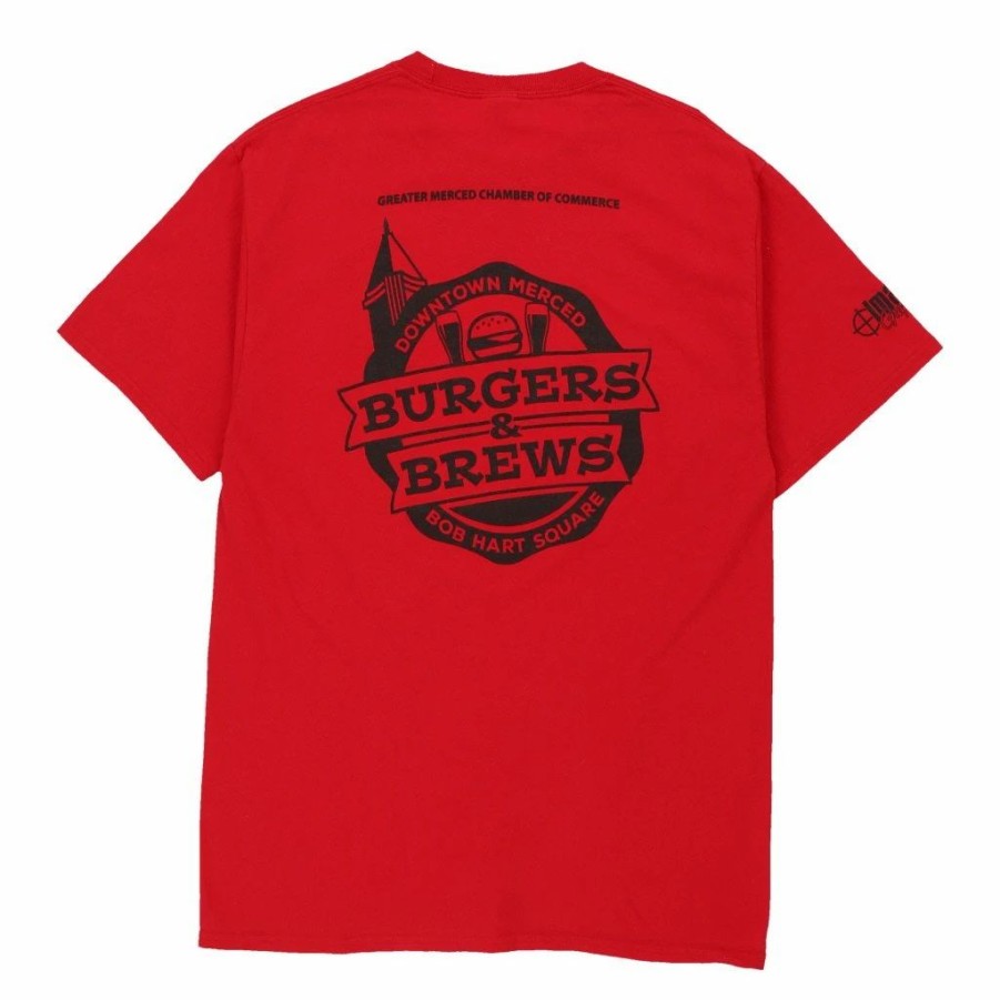 Vintage T-Shirts * | Vintage Burgers & Brews Port & Company T-Shirt Medium Red Cotton