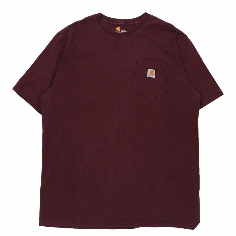 Vintage T-Shirts * | Vintage Carhartt T-Shirt Xl Burgundy Cotton