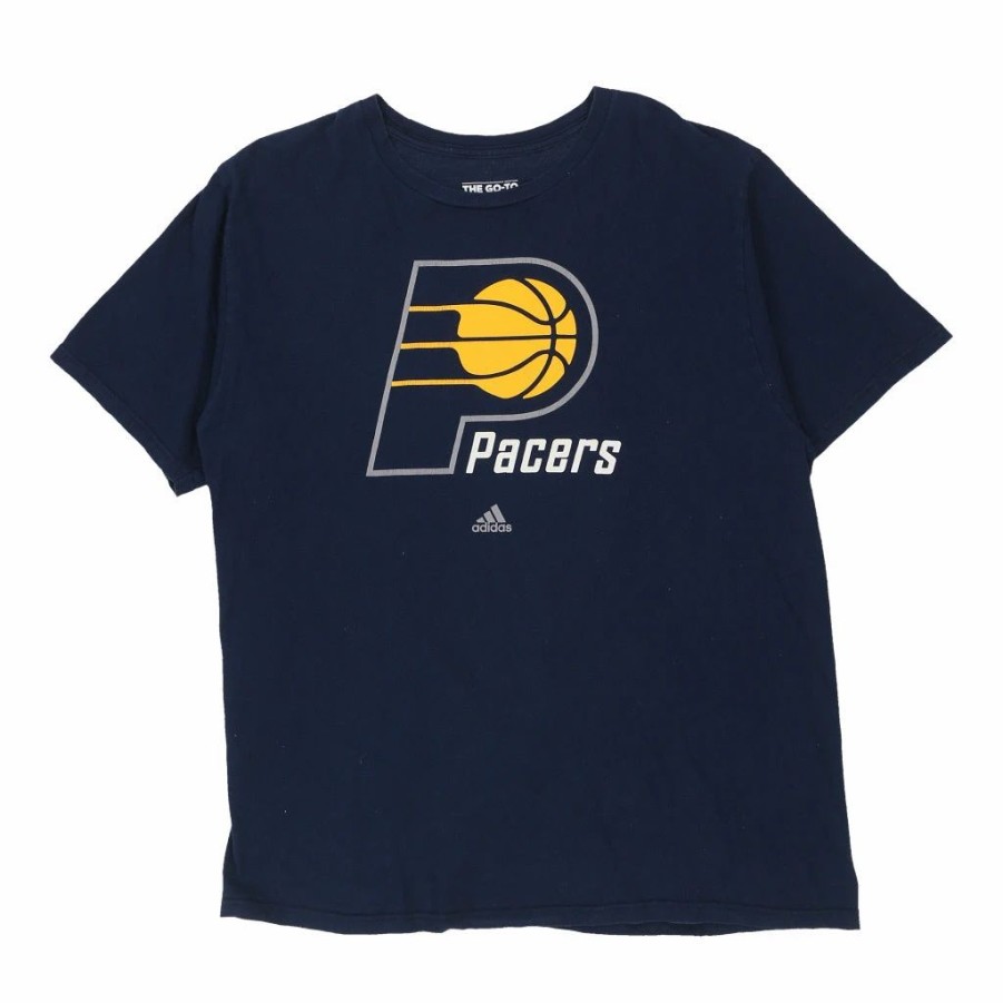 Vintage T-Shirts * | Vintage Indiana Pacers Adidas T-Shirt Xl Navy Cotton