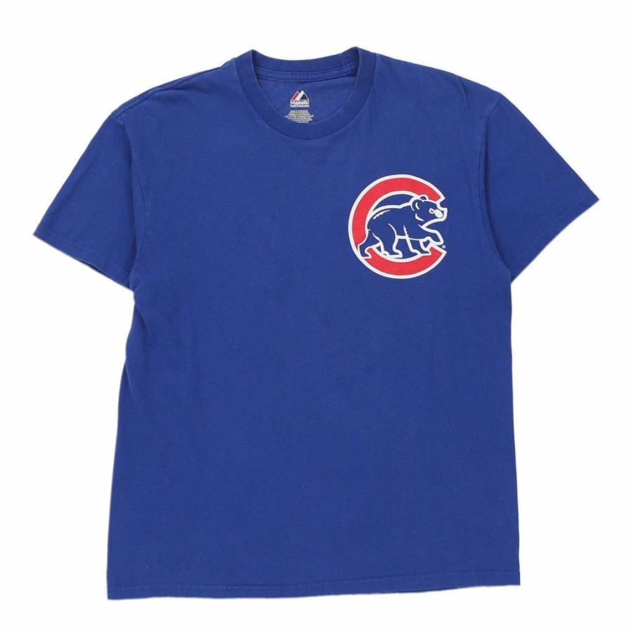 Vintage T-Shirts * | Vintage Chicago Cubs Majestic T-Shirt Large Blue Cotton