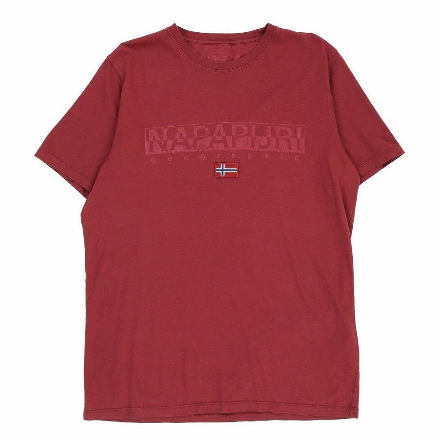 Vintage T-Shirts * | Vintage Napapijri T-Shirt Xl Burgundy Cotton