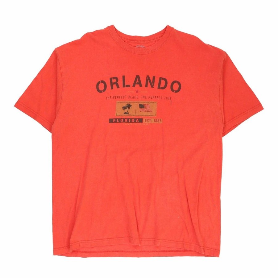 Vintage T-Shirts * | Vintage Orlando, Florida Hudson News T-Shirt Xl Orange Cotton