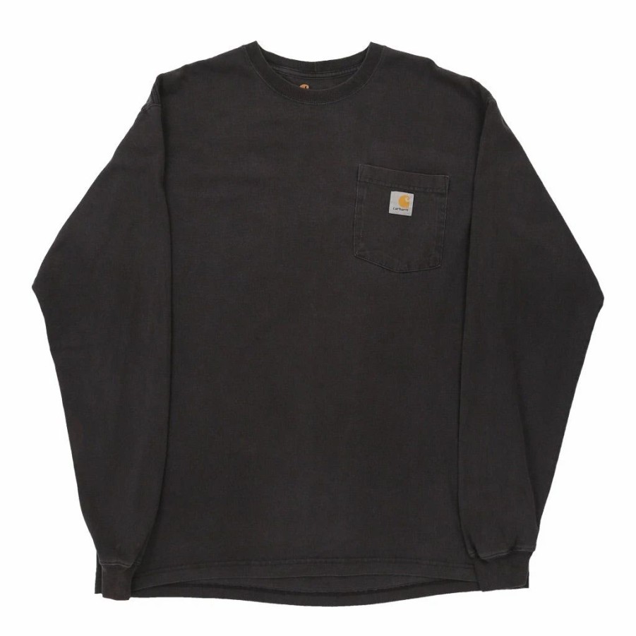 Vintage T-Shirts * | Vintage Carhartt Long Sleeve T-Shirt Medium Black Cotton