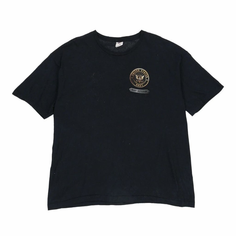 Vintage T-Shirts * | Vintage United States Navy Bayside T-Shirt Xl Black Cotton