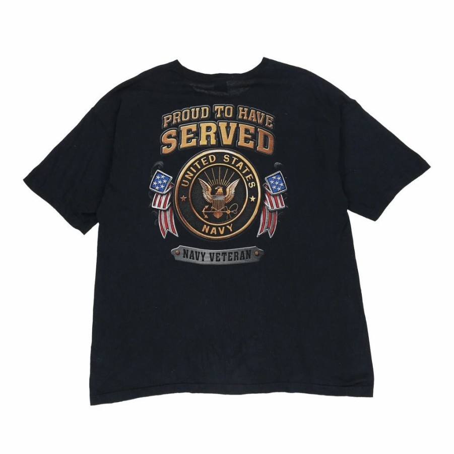 Vintage T-Shirts * | Vintage United States Navy Bayside T-Shirt Xl Black Cotton