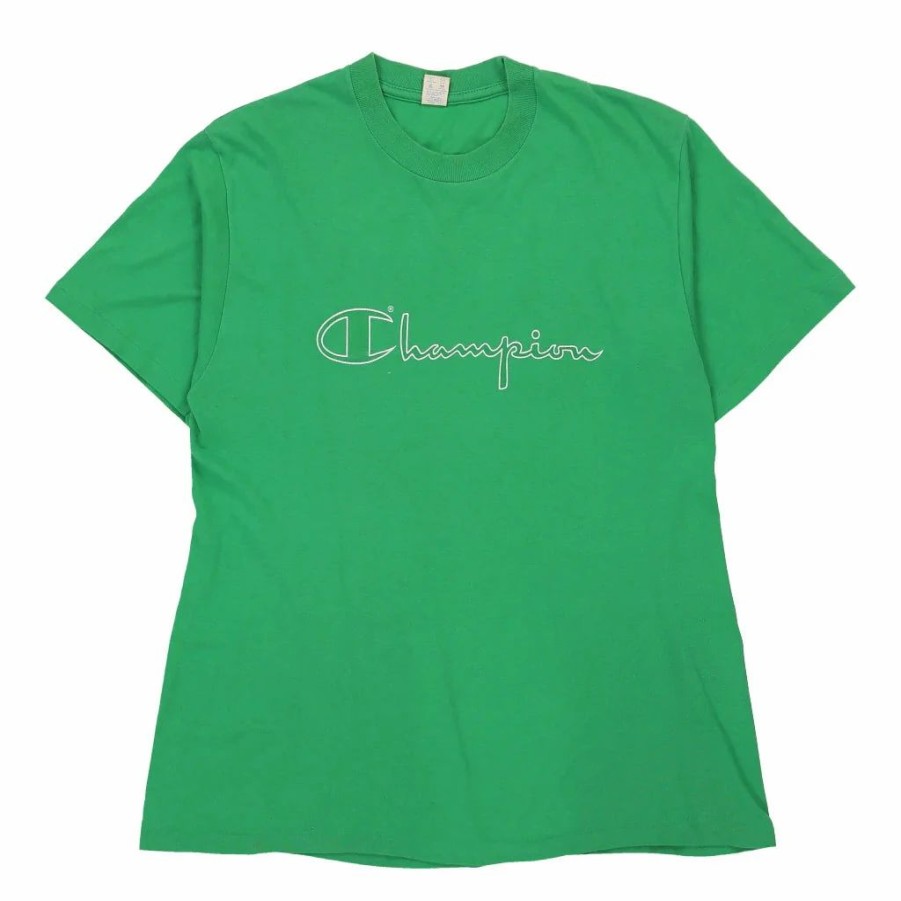 Vintage T-Shirts * | Vintage Champion T-Shirt Large Green Cotton