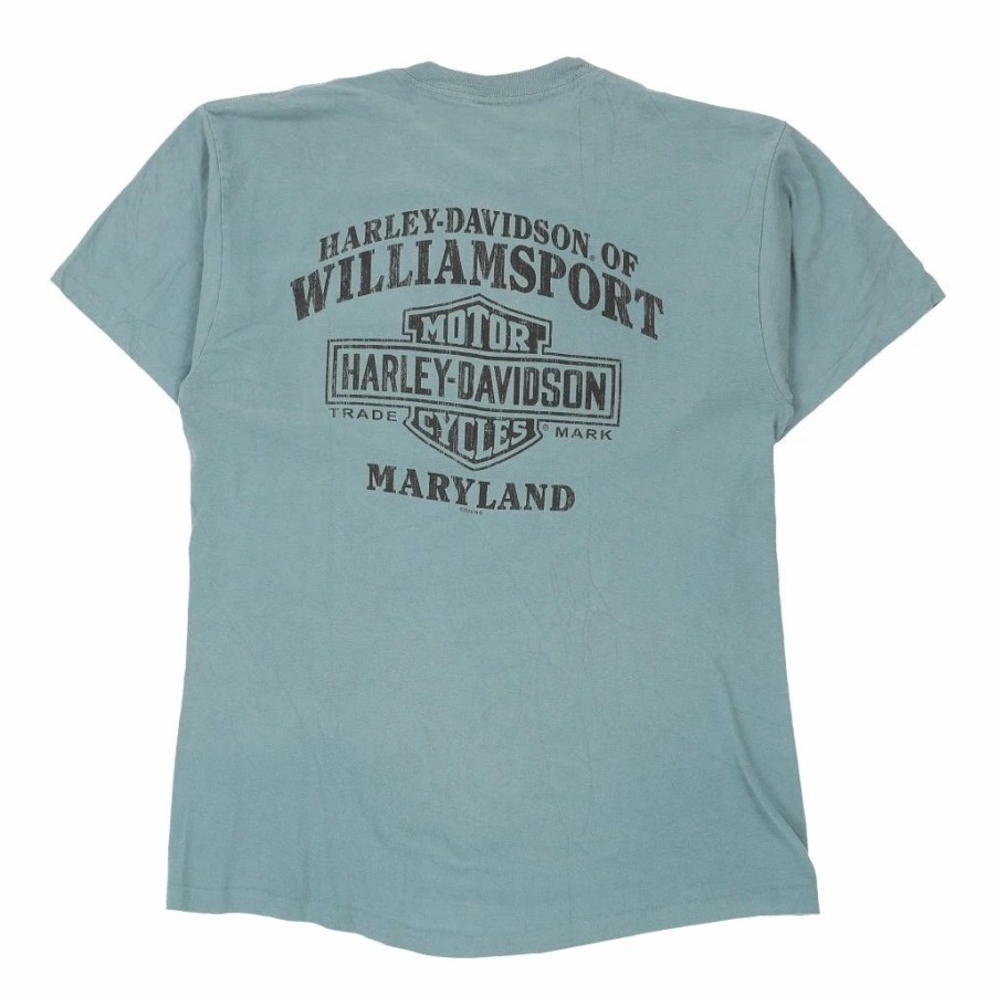 Vintage T-Shirts * | Vintage Williamsport, Maryland Harley Davidson T-Shirt Medium Blue Cotton