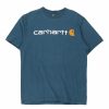 Vintage T-Shirts * | Vintage Carhartt T-Shirt Medium Blue Cotton