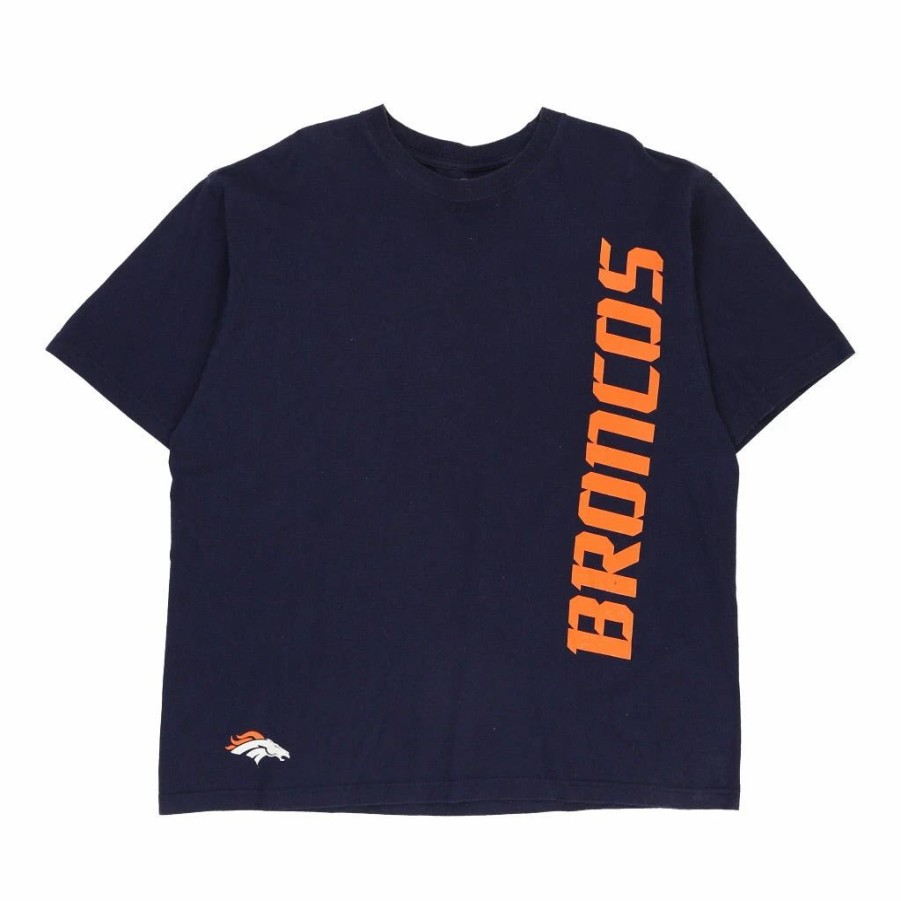 Vintage T-Shirts * | Vintage Denver Broncos Reebok T-Shirt Xl Navy Cotton